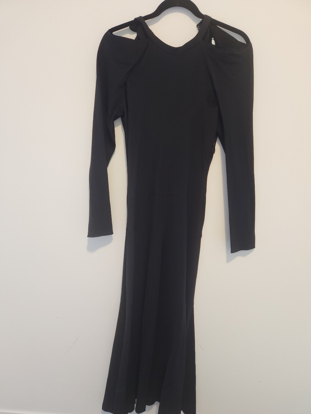 Zara Black Long Sleeve Cold-Shoulder Maxi Dress